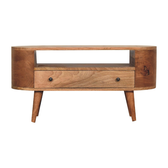 Modern Mini Rounded Entertainment Unit - Oak