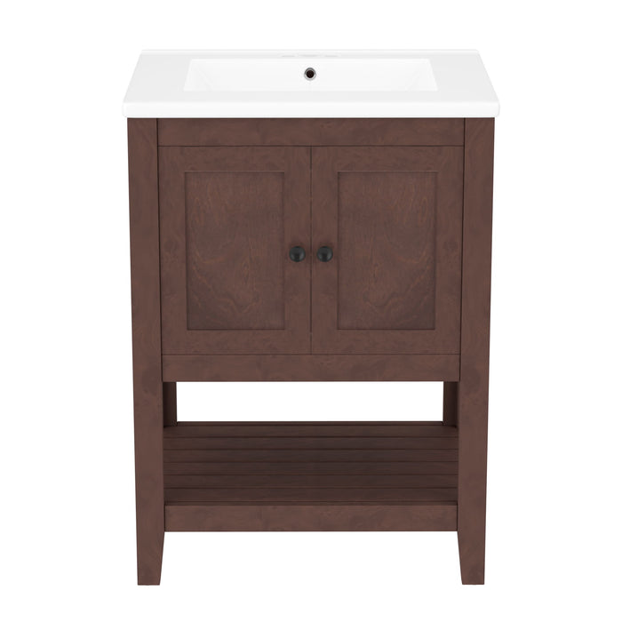 Modern Bathroom Vanity With Sink And Open Shelf