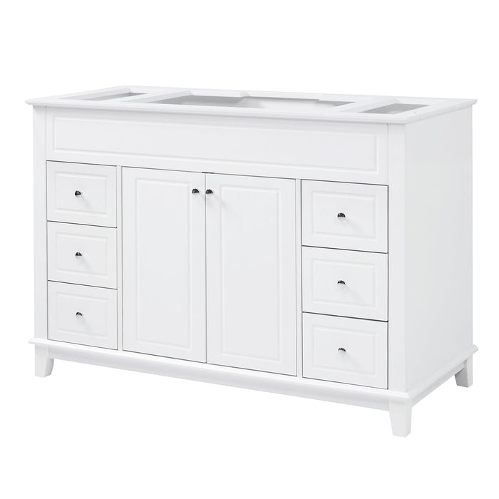 Bathroom Vanity Cabinet Only, 6 Soft Close Drawers & Double Doors - White