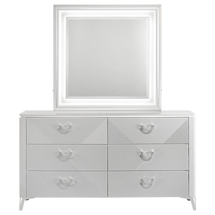 Buckley - 6 Drawer Dresser With Mirror - Gloss White