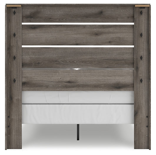 Graystorm Full Panel Bed with Mirrored Dresser and Nightstand
