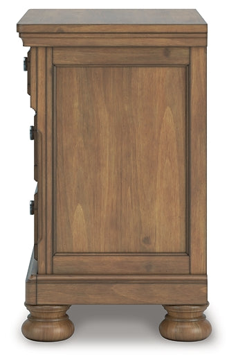 Feddinger California King Storage Sleigh Bed with Mirrored Dresser, Chest and Nightstand