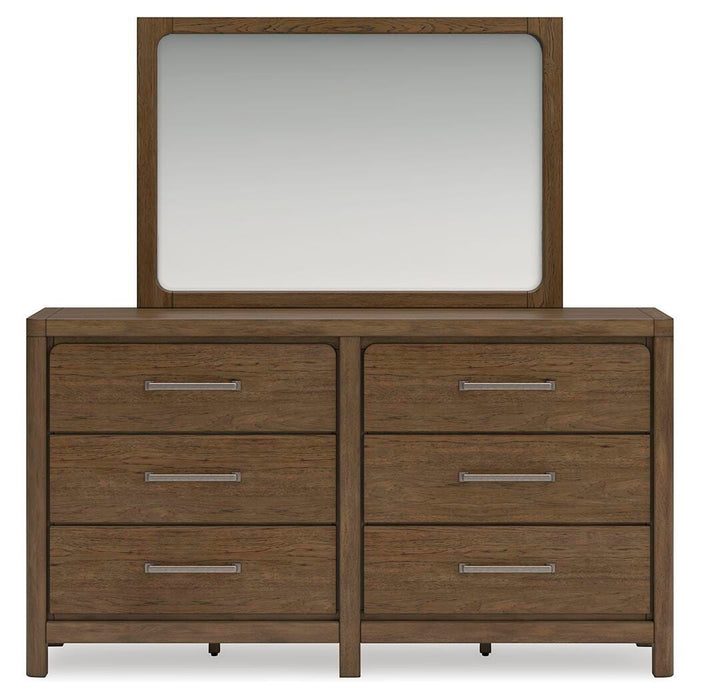 Cabalynn King Panel Bed with Storage with Mirrored Dresser