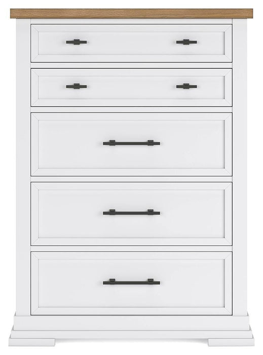Ashbryn California King Panel Storage Bed, Dresser, Mirror, Chest and Nightstand