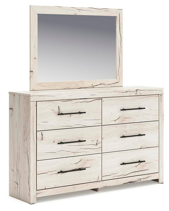 Lawroy King Panel Bed with Storage, Dresser, Mirror and Nightstand