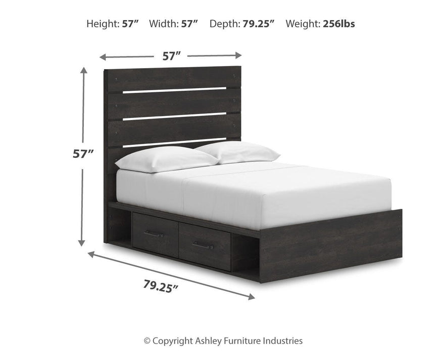 Hollivern Full Panel Bed with Storage, Dresser and Mirror