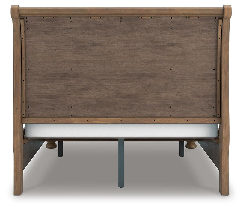 Feddinger Queen Storage Sleigh Bed with Mirrored Dresser