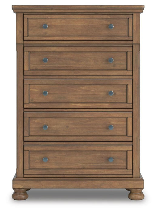 Feddinger California King Storage Sleigh Bed with Mirrored Dresser, Chest and Nightstand
