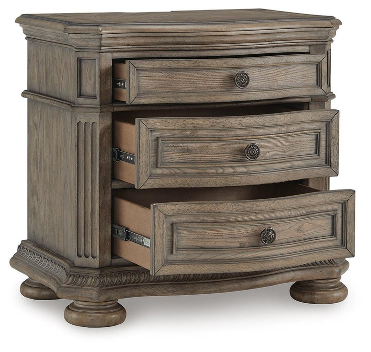 Ardenfield California King Upholstered Sleigh Bed, Dresser, Mirror and Nightstand