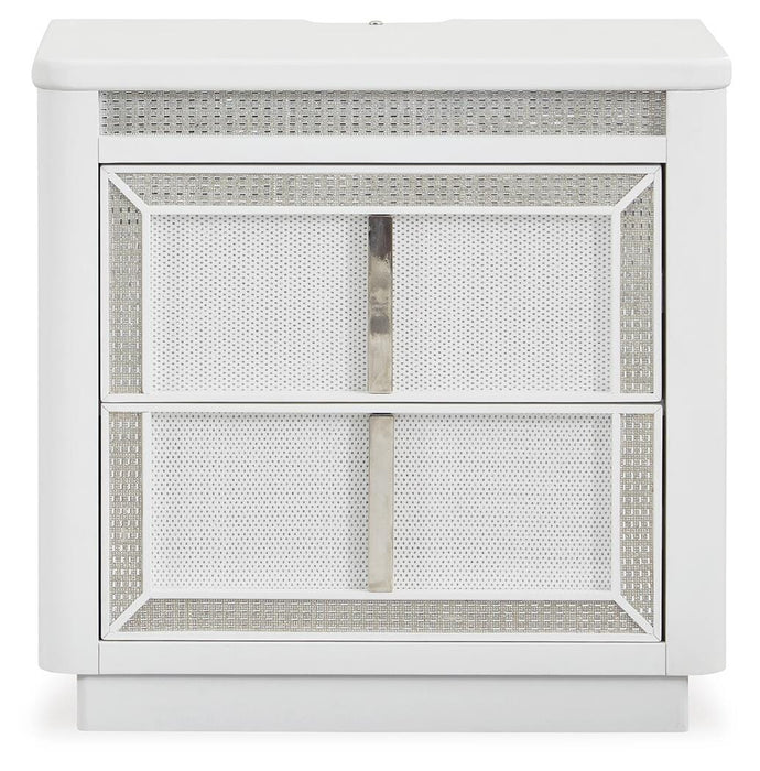 Chalanna California King Upholstered Storage Bed, Dresser, Mirror, Chest and Nightstand