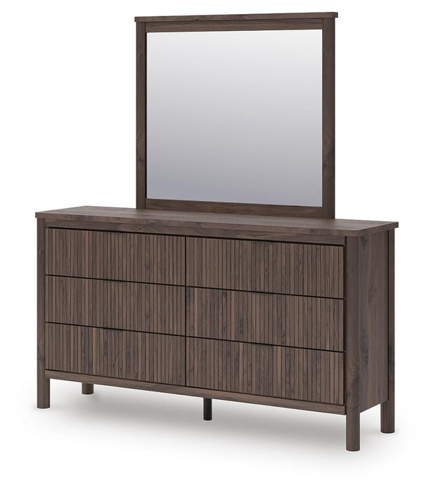 Pamytta Twin Upholstered Panel Bed, Dresser, Mirror, Chest and Nightstand