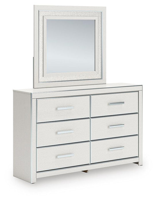 Zuraleus King Upholstered Panel Platform Bed, Dresser and Mirror
