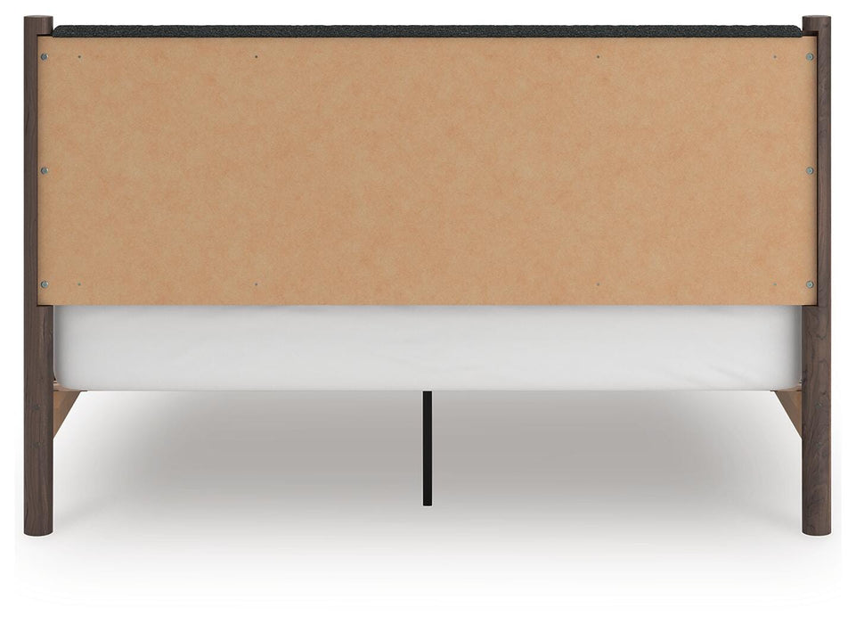 Pamytta King Upholstered Panel Platform Bed, Dresser, Mirror and Nightstand