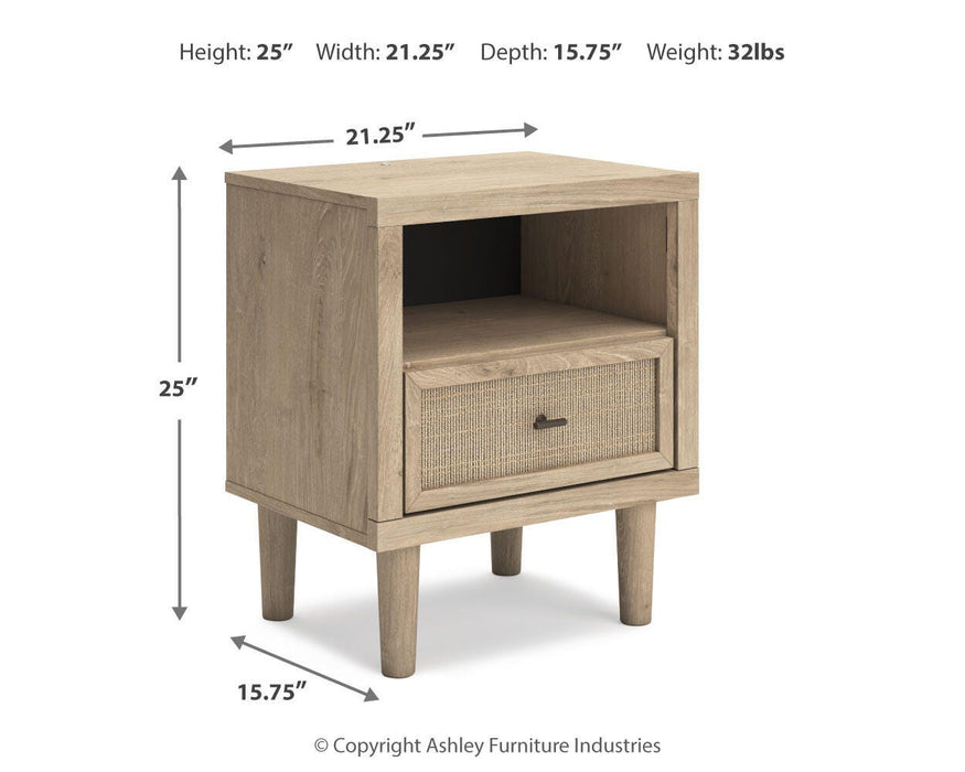 Cielden Full Upholstered Bed with Roll Slats, Dresser, Mirror and Nightstand
