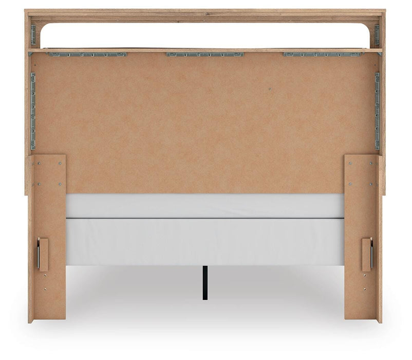 Kinlanni Queen Upholstered Panel Bed, Dresser, Mirror and Nightstand