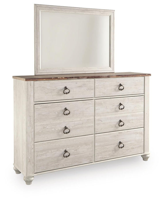 Willowton Queen Sleigh Bed with Mirrored Dresser, Chest and Nightstand