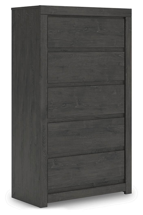 Parlayon Queen Panel Storage Bed, Dresser, Mirror, Chest and Nightstand