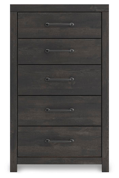 Delmorta Twin Panel Storage Bed, Dresser, Mirror, Chest and Nightstand