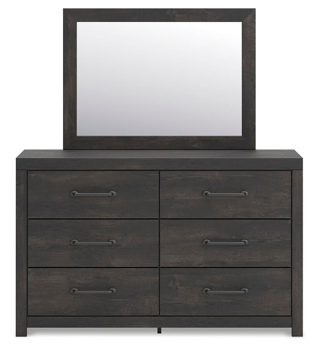 Delmorta Twin Panel Storage Bed, Dresser, Mirror and Nightstand