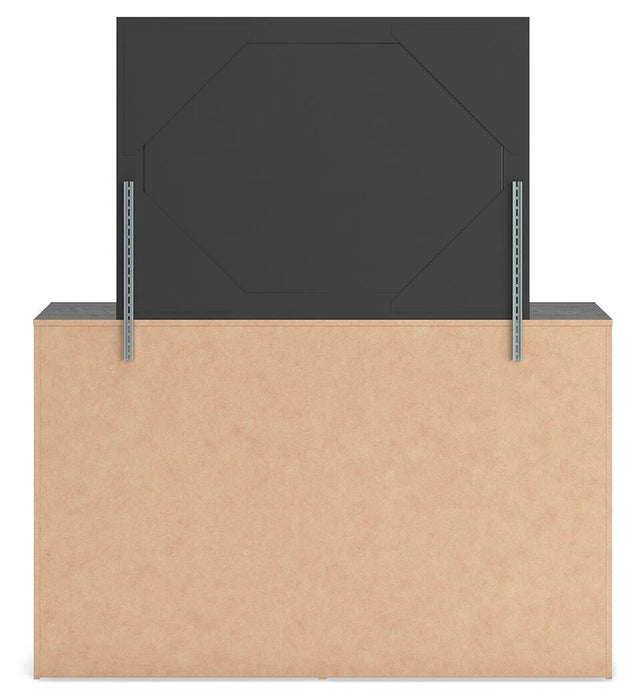 Delmorta Twin Panel Storage Bed, Dresser and Mirror