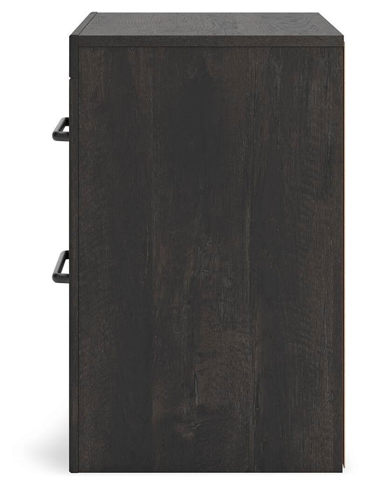 Delmorta King Panel Bed, Dresser, Mirror, Chest and Nightstand