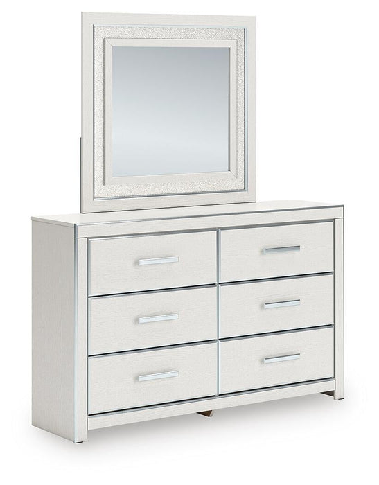 Birmonton Queen Upholstered Panel Platform Storage Bed, Dresser and Mirror