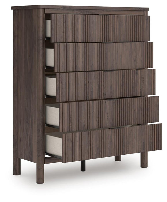 Cadmori Twin Panel Platform Bed, Dresser, Mirror, Chest and Nightstand