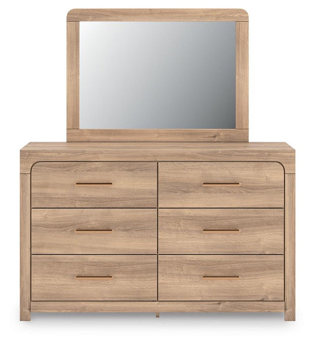 Hollymount King Upholstered Panel Bed, Dresser, Mirror and Nightstand