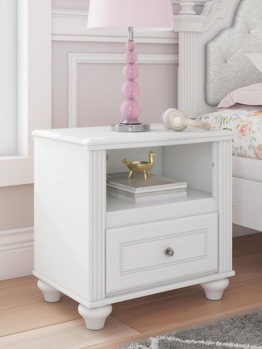 Maylilly Twin Upholstered Panel Bed, Dresser, Mirror and Nightstand