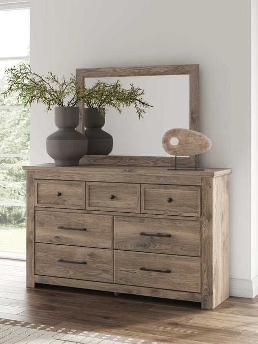 Keithland King Panel Bed with Mirrored Dresser