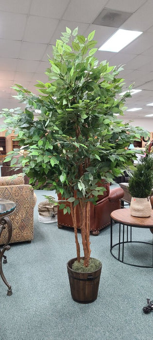 WOODEN VASE + SILK TREE